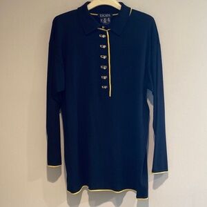 80s Vintage Escada Margaretha Ley Navy Nautical Tunic Sweater